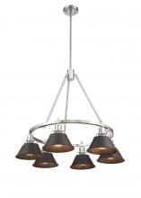  3306-6 PW-RBZ - Orwell 6-Light Chandelier in Pewter with Rubbed Bronze